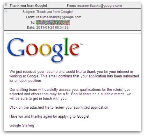 Google resume virus email