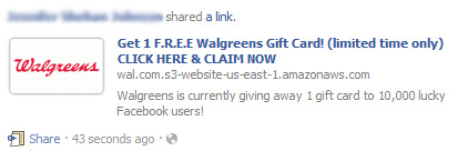Get 1 F.R.E.E. Walgreens Gift Card! (limited time only) – Facebook Scam