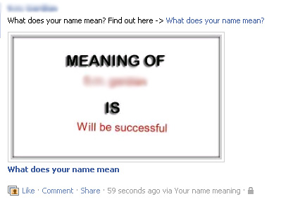 What does your name mean? Find out here – Facebook Scam