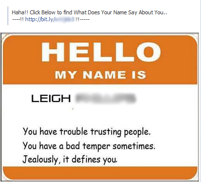 My Funny Name - What Does your Name Say About You.. Facebook Scam