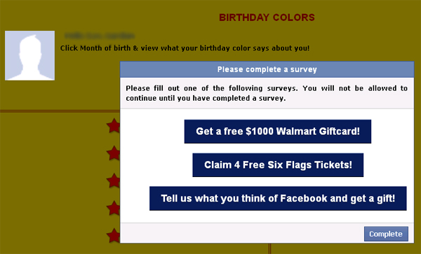 Whats your Birthday Color! - Facebook Scam