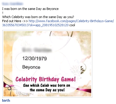Which Celebrity was born on the same Day as you? – Facebook Scam