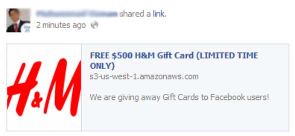 FREE $500 H&M Gift Card (LIMITED TIME ONLY) – Facebook Scam