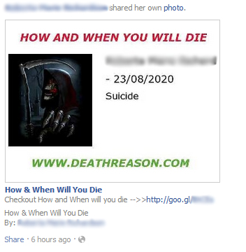 HOW AND WHEN YOU WILL DIE – Facebook Scam