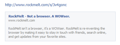 ‘Rockmelt – Not a browser. A WoWser’ Facebook message is not spam or a scam