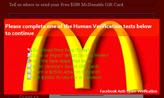 Free $100 McDonald's Gift Card for Mother's Day - Facebook Scam