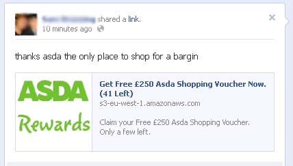 Get Free £250 Asda Shopping Voucher Now – Facebook Scam