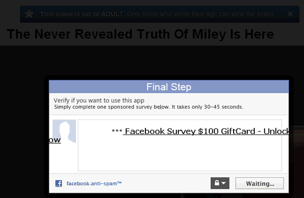 Miley Cyrus and Justin Gaston caught!!! - Facebook Scam