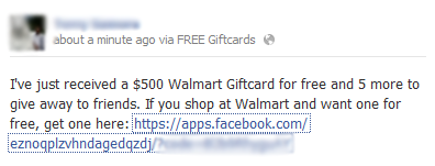 I’ve just received a $500 Walmart Giftcard for free and 5 more to give away to friends – Facebook Scam