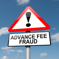 Advance fee fraud concept.