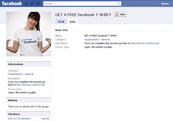 [SCAM ALERT] GET A FREE facebook T-SHIRT