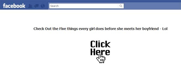 'Five things every girl does before she meets her boyfriend – LOL' Facebook Scam