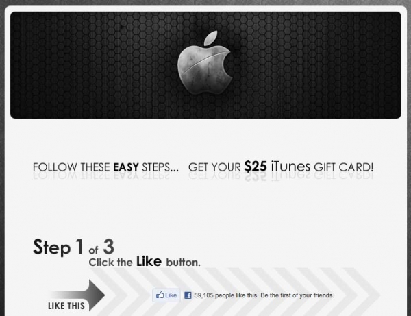 Free $25 iTunes Giftcard Survey Scam spreading on Facebook