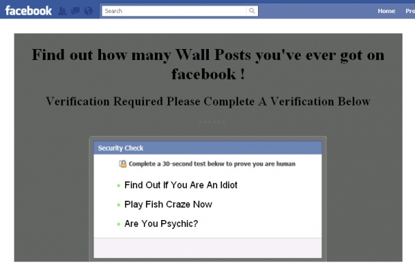 [SCAM ALERT] I've got ___ Wall Posts from friends on Facebook! How many friends wrote on your wall? Find out at bit.ly